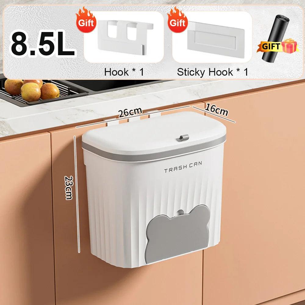 Wall Mounted Rubbish Bin with Lid 8.5/12L Kitchen