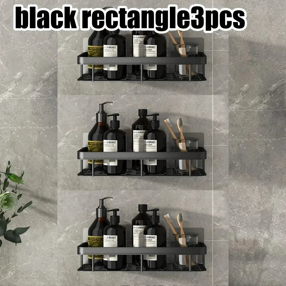 Estante de ducha de pared: estante de almacenamiento sin perforaciones