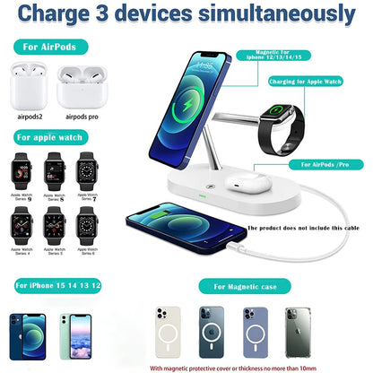 PowerDock Pro™ – 3-in-1 Wireless Charger for iPhone, Apple Watch & AirPods