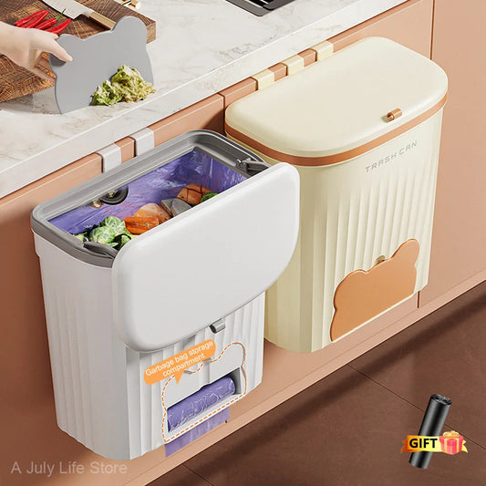 CleanNest™ – Compact Hanging Trash Bin for Kitchen, Bath & Cabinet Use