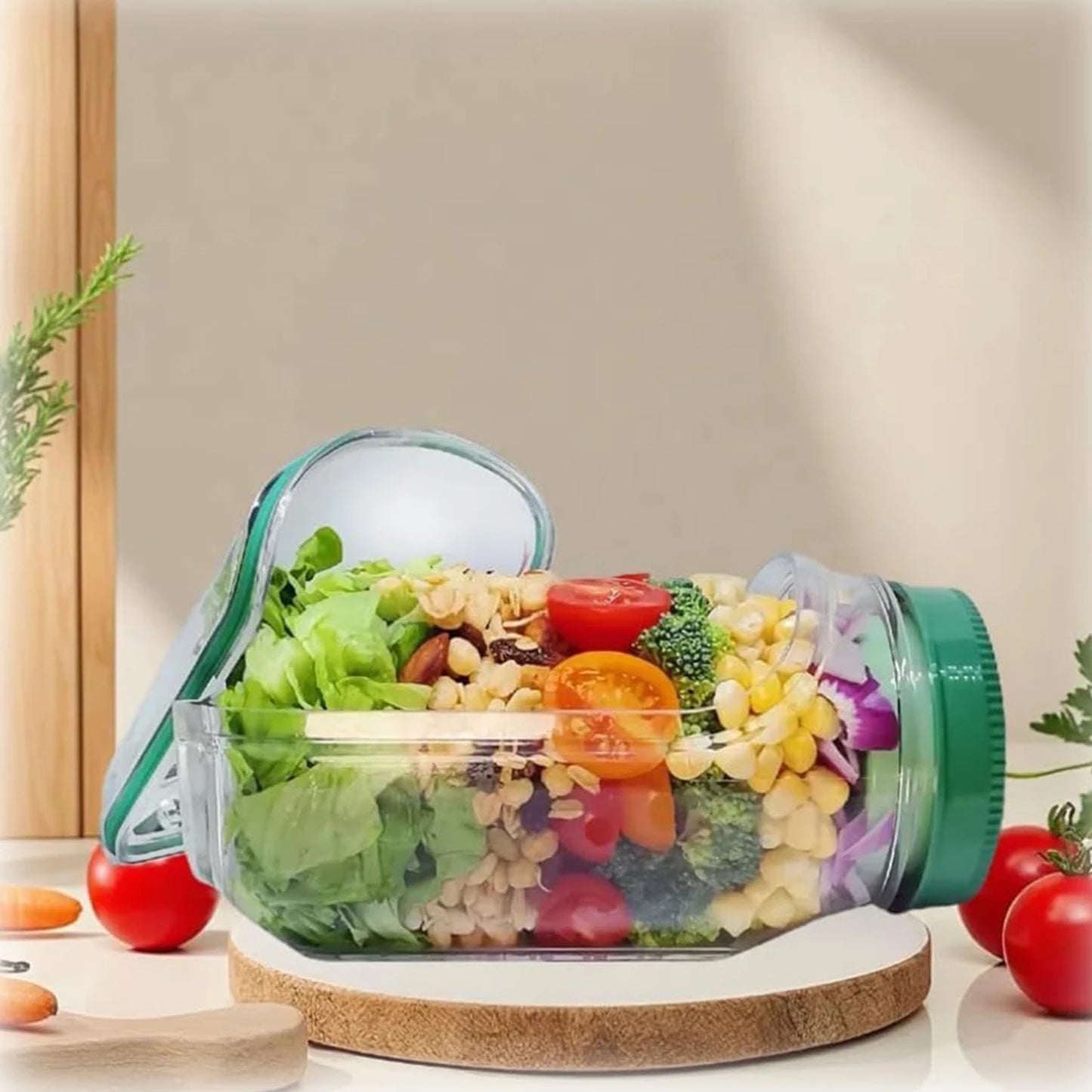 Leakproof Salad Box with Side Opening Lid Portable
