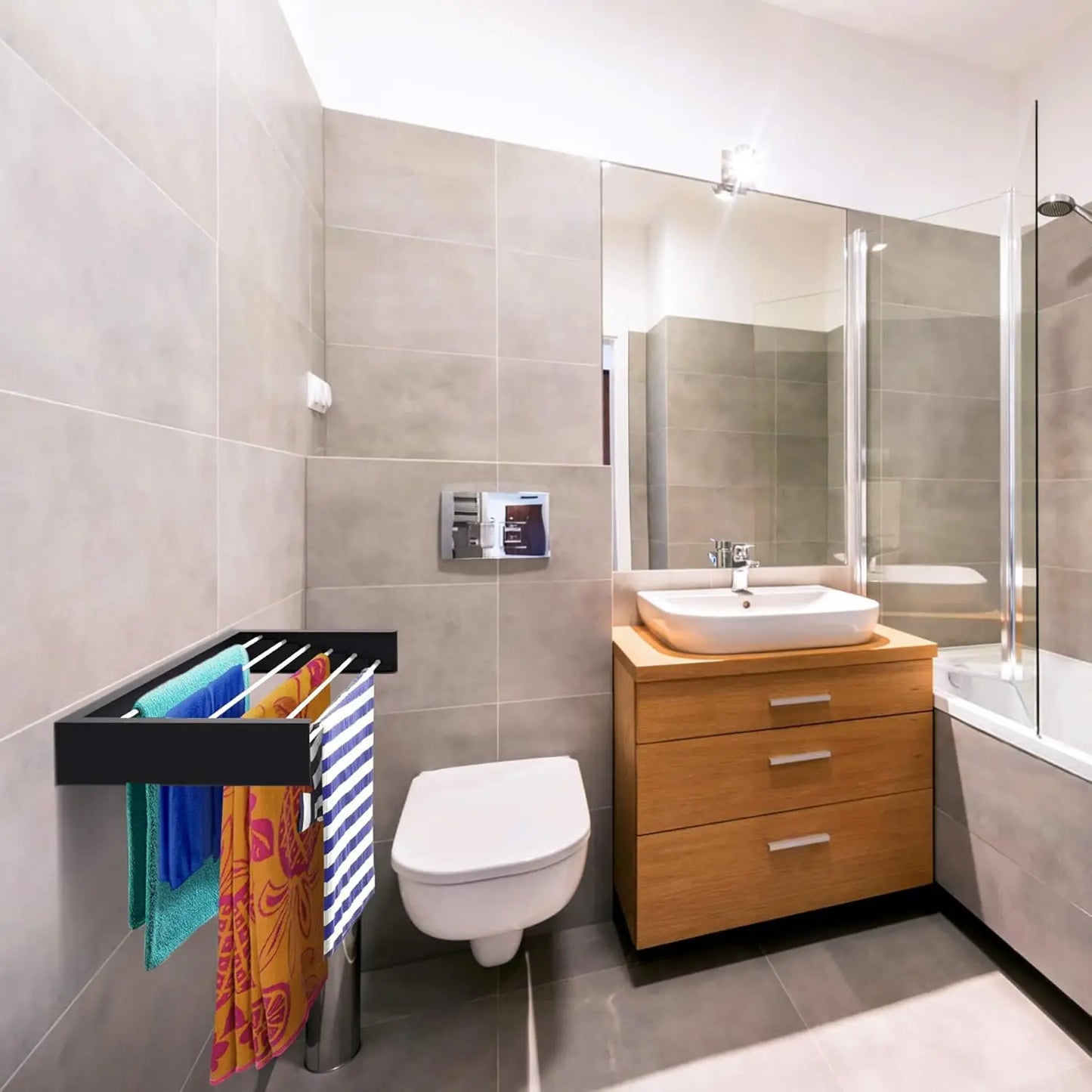 AirFold Rack – Wall-Mounted Laundry Drying Rack with 5 Rods