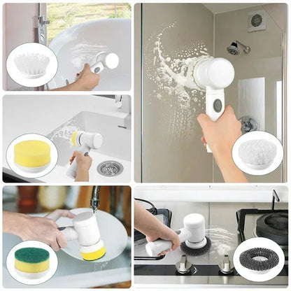 Electric Spin Scrubber 5-in-1 Cleaning Brush Set