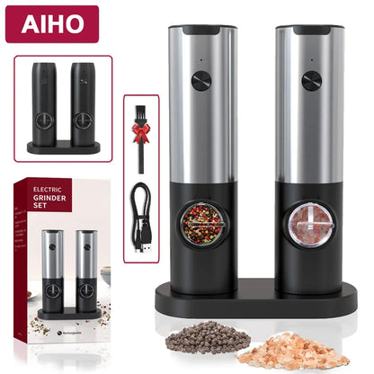 MillSense Elite – Automatic Salt & Pepper Grinders with Charging Dock