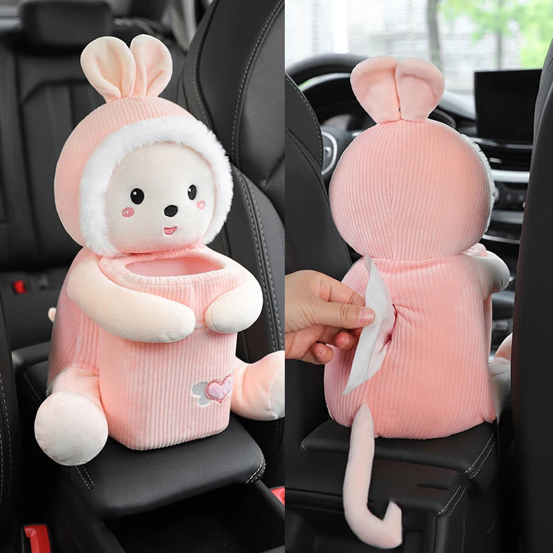 FurryFlex™ Auto – Hanging Plush Tissue Box & Trash Bin Combo