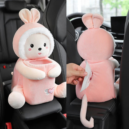 FurryFlex™ Auto – Hanging Plush Tissue Box & Trash Bin Combo