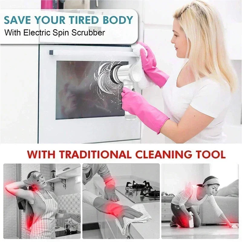 Electric Spin Scrubber 5-in-1 Cleaning Brush Set