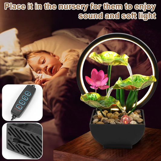 SerenityFalls USB Water Fountain – Mini Desktop Waterfall with LED