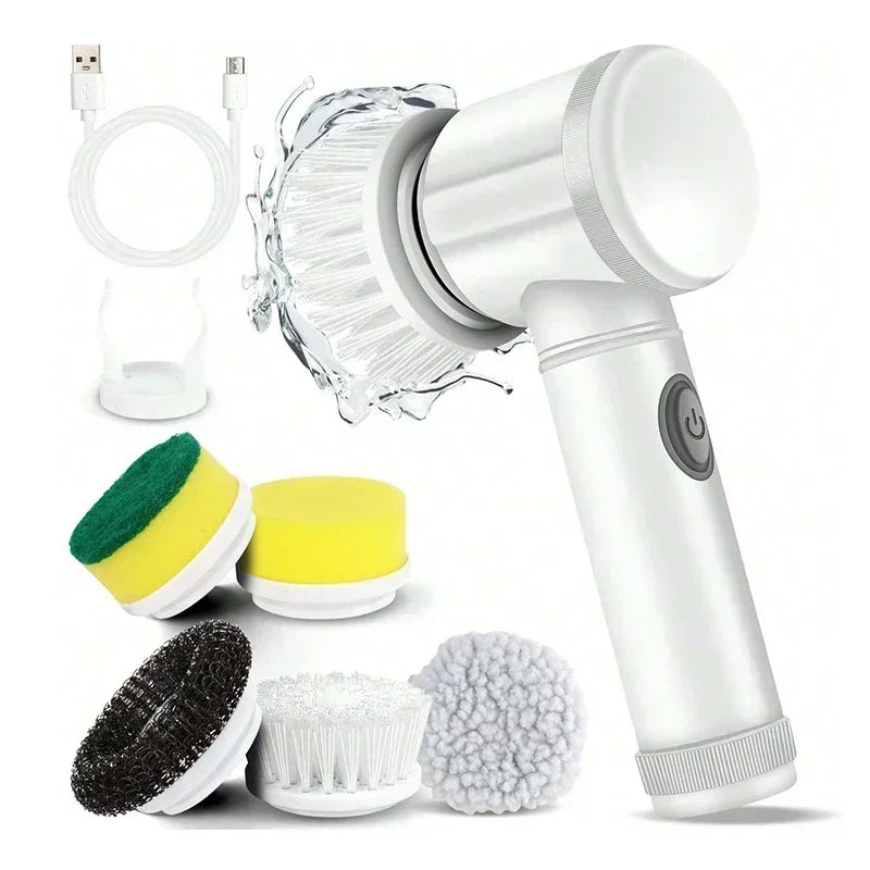 Electric Spin Scrubber 5-in-1 Cleaning Brush Set