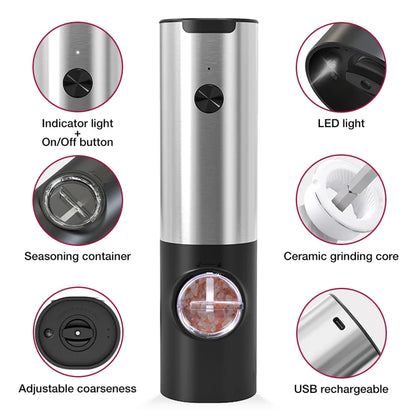 MillSense™ Elite – Automatic Salt & Pepper Grinders with Charging Dock
