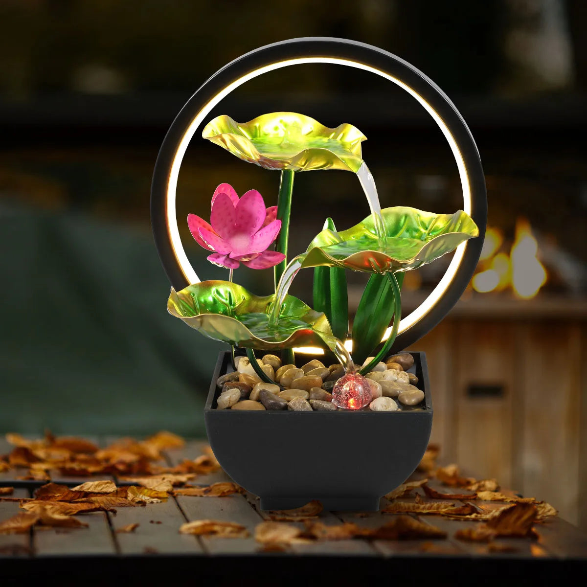 SerenityFalls USB Water Fountain – Mini Desktop Waterfall with LED