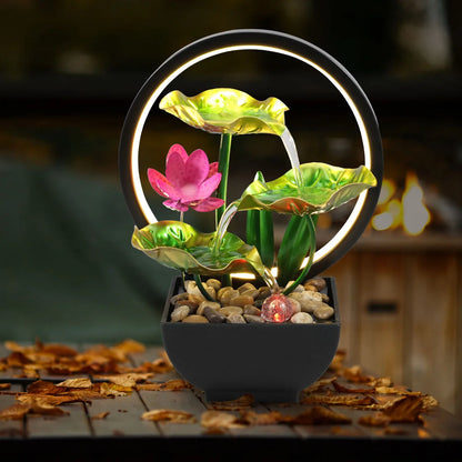 SerenityFalls USB Water Fountain – Mini Desktop Waterfall with LED