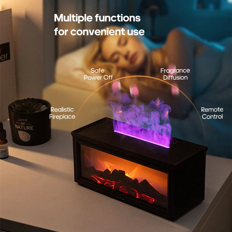 Fireplace Flame Aroma Humidifier with Essential Oils