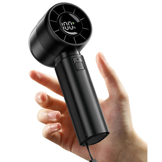 BreezeVolt™ Mini – Portable Handheld Fan with LED & 5-Speed Turbo