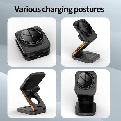 PowerFold™ Station – Magnetic 3-in-1 Wireless Charger for iPhone & Apple Watch