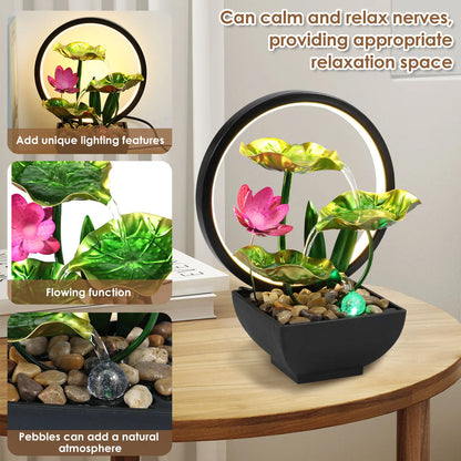 SerenityFalls USB Water Fountain – Mini Desktop Waterfall with LED