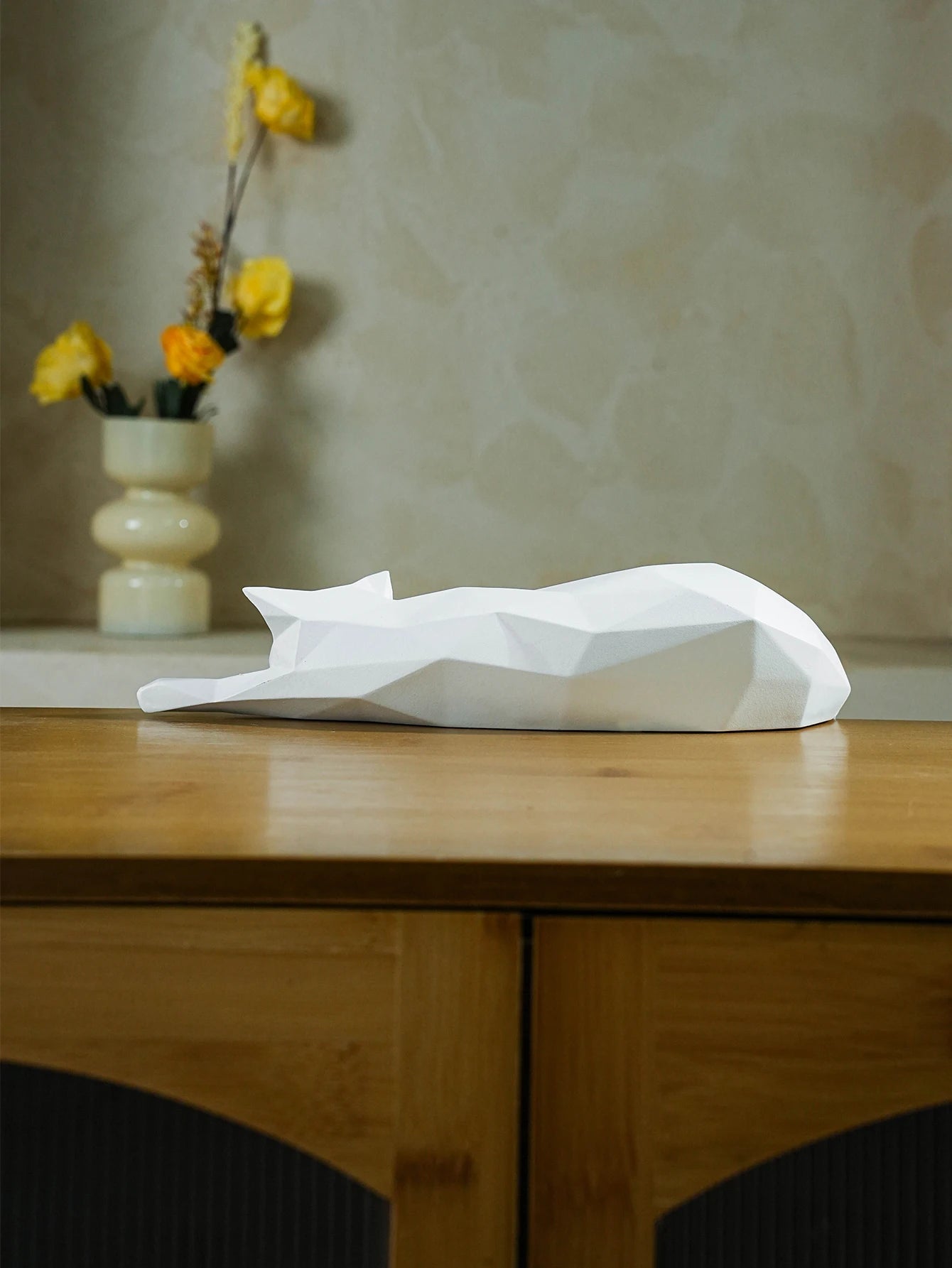 Minimalist Cat Sculpture Desk Shelf Home Decor